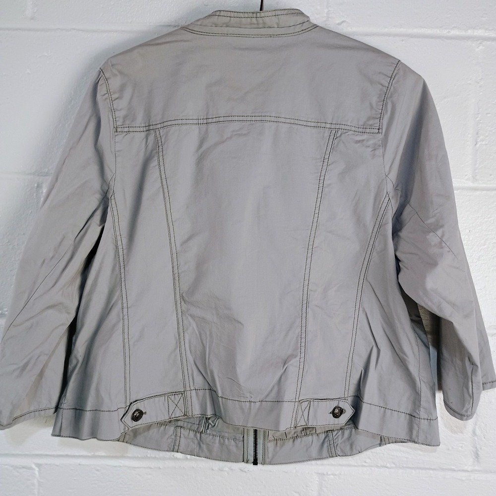 Lane Bryant Stretch Blazer‎ Jacket Womens Size 14 Gray Cotton Full Zip Beaded - Picture 2 of 13